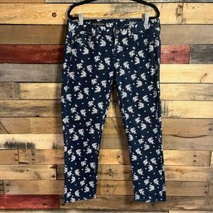 J‎ Crew Floral Cropped Matchstick Jeans Size 30